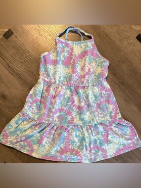 Cat & Jack Pastel Tie-Dye Halter Dress. Size 6/7.